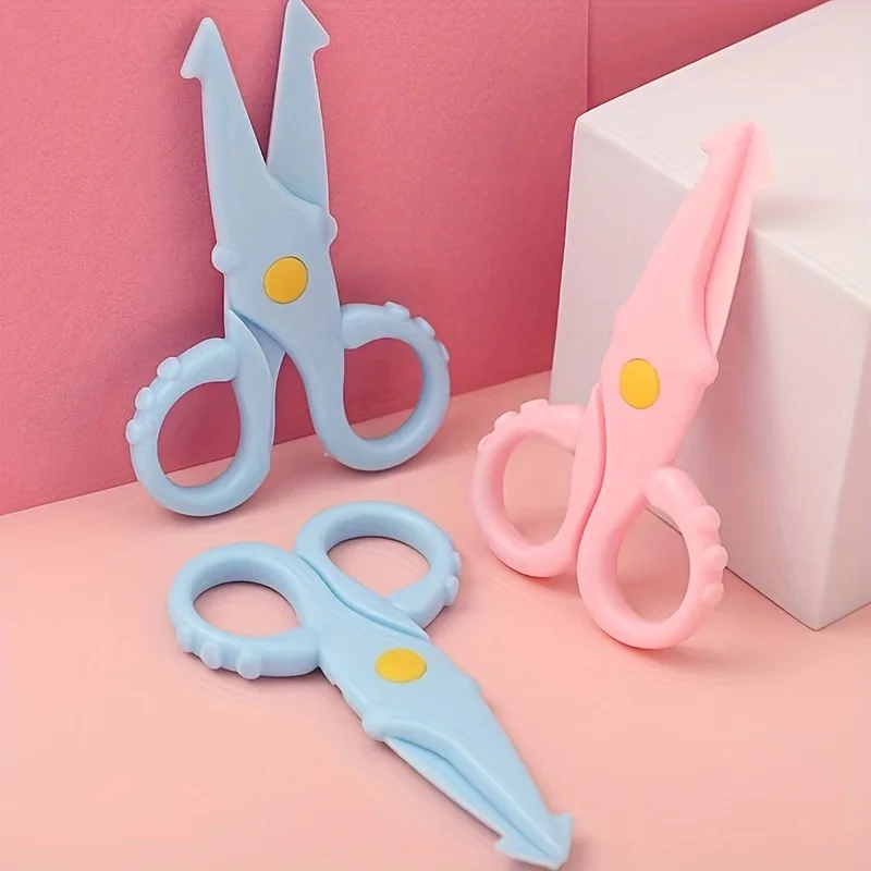 مقصات صغيرة من البلاستيك الحبار للأطفال ، مقصات طلاب ظريفة ، قطع يدوي ، أدوات مكتبية لقطع الورق ، 1 أو 2 أو