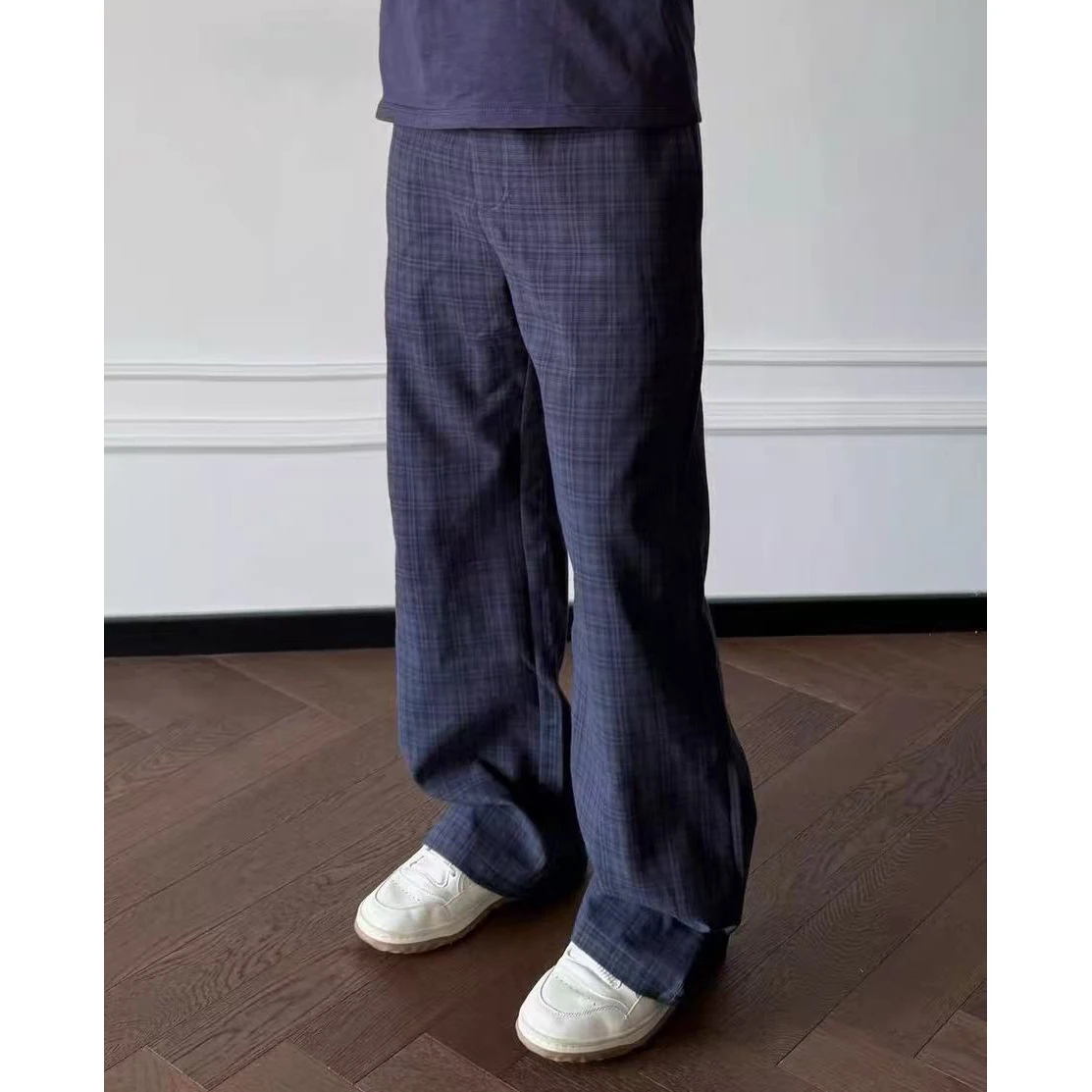 

Ele Loose Plaid Pants American Retro Sle Versatile Casual Trousers Straight Leg Cotton Youth Faion Winter Collection