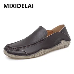 Genuine Leather Men Shoes Casual Luxury Brand Soft Men's Loafers Moccasins Italian Breathable Slip on Male Boat Shoes Plus Size