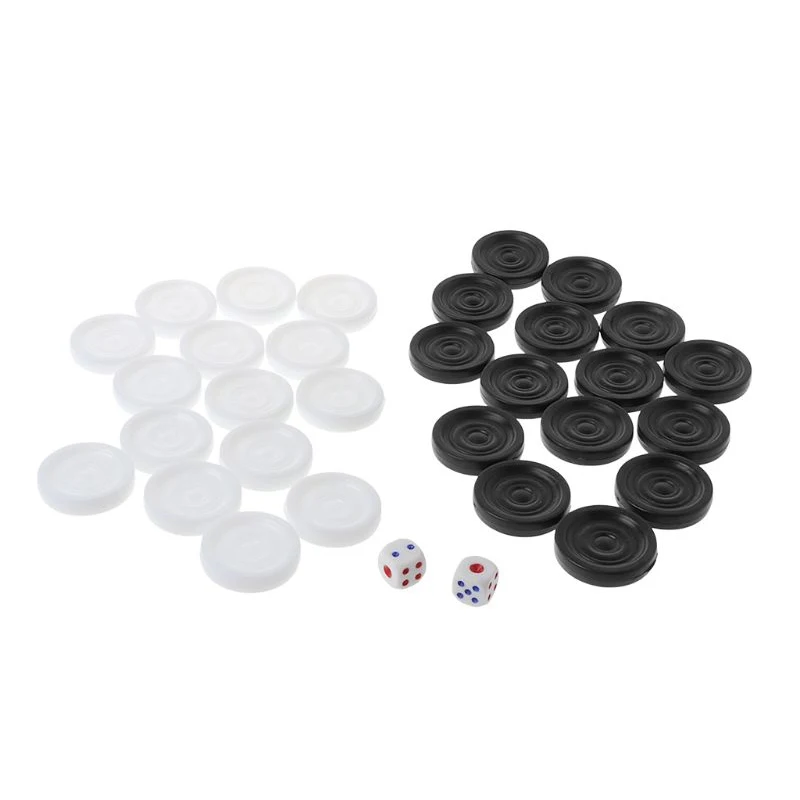 32pcs Black & White Backgammon Chess Plastic Draughts Checkers Chips Pieces Stackable Western Double Land Chess Board Games