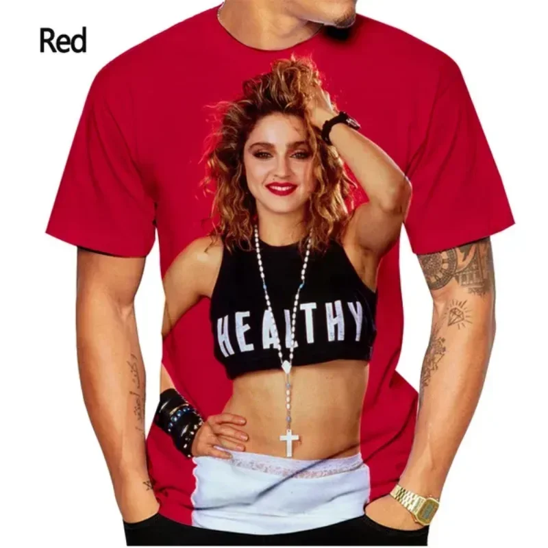 Fashion Men Clothing Pop Female Singer Madonna 3D Print T-shirt Personality Hip Hop Harajuku Street Unisex Oversized T Shirt