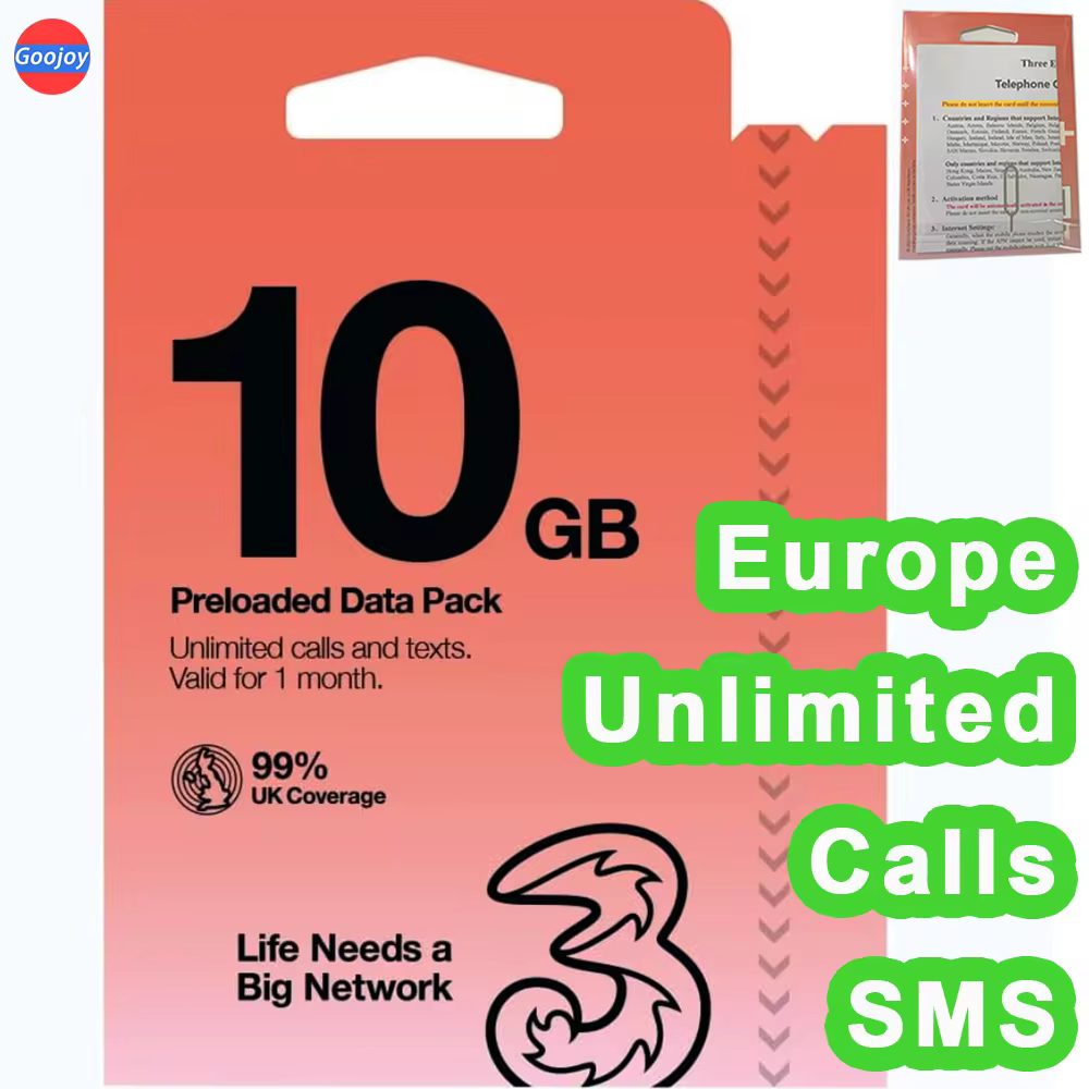 Carte Sim européenne à trois opérateurs, numéro de téléphone britannique, carte Sim prépayée européenne: 6 go/12 go/18 go/Données illimitées Sim, Internet ue 5G Sim