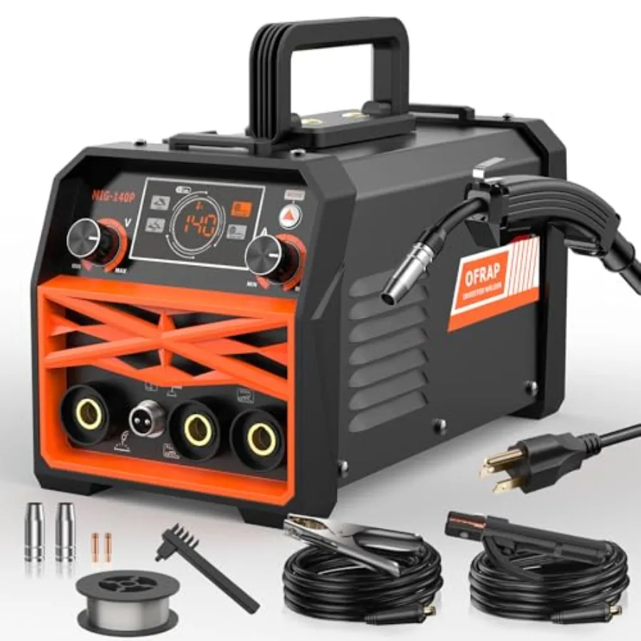 

MIG Welder 140A Flux Core MIG/Stick/Lift TIG 3 In 1 Welding Machine with Synergy IGBT Inverter 110V Portable Gasless Welder for