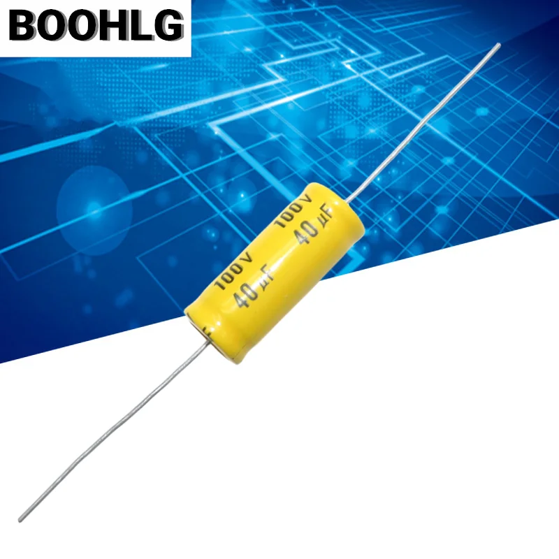 ELUM-Capacitor eletrolítico axial de divisão de frequência áudio, NP Non-polar, 100V, 40UF, 13x26mm, 5 peças