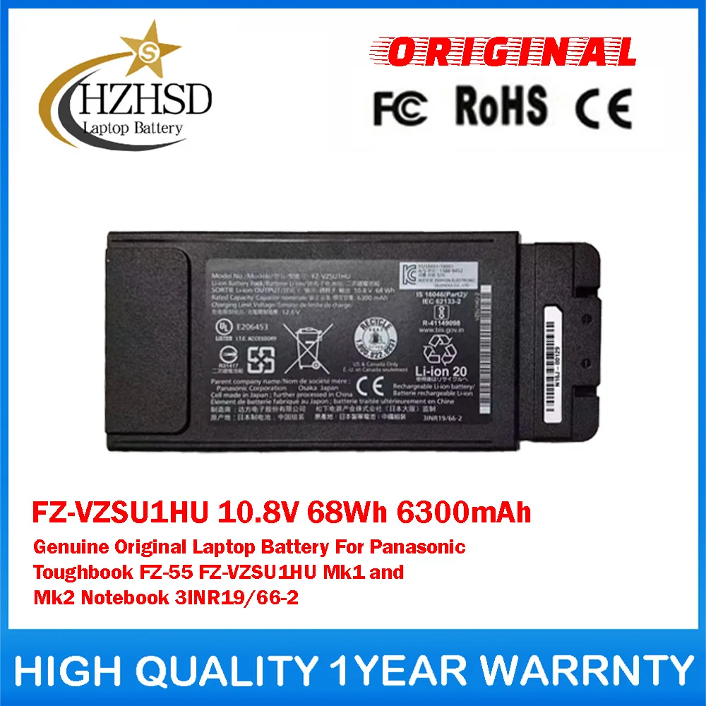

FZ-VZSU1HU 10.8V 68Wh 6300mAh Genuine Original Laptop Battery For Panasonic Toughbook FZ-55 FZ-VZSU1HU Mk1 and Mk2 3INR19/66-2