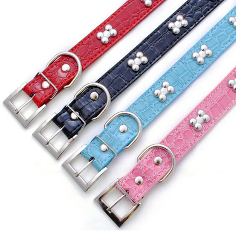 NEW Collar for Small Medium Dog Transer Pet Dog Supplies Alligator PU Leather Bone Pet Necklace Accessory Pet Supply Dog