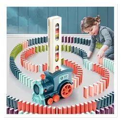 Intelligent children's toy domino new online popularity fun automatic launch electric train cross border