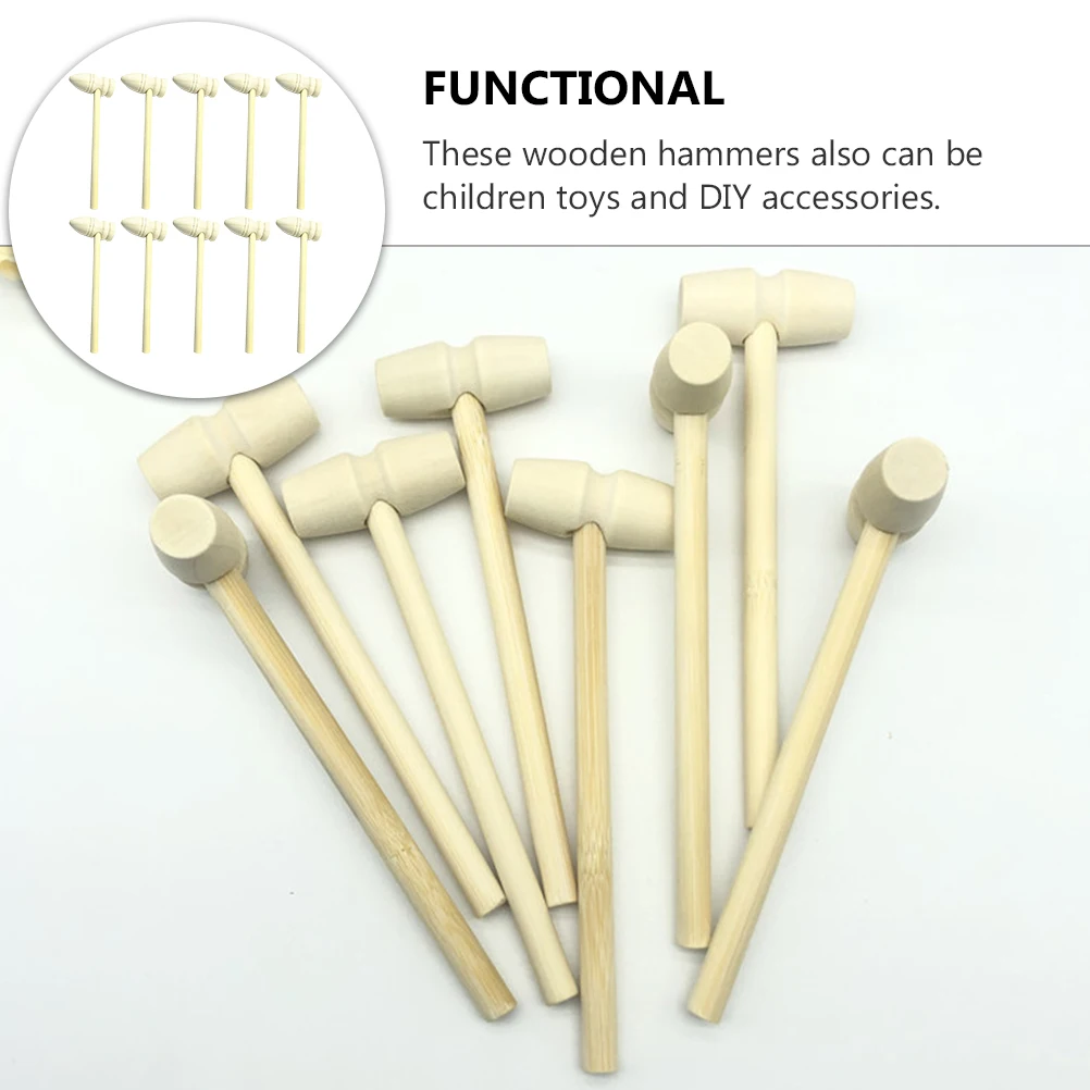 1Set Solid Wooden Mini Hammer Creative DIY Accessories Children Small Wood Mallet Kid Tool Compact Crab Mallet