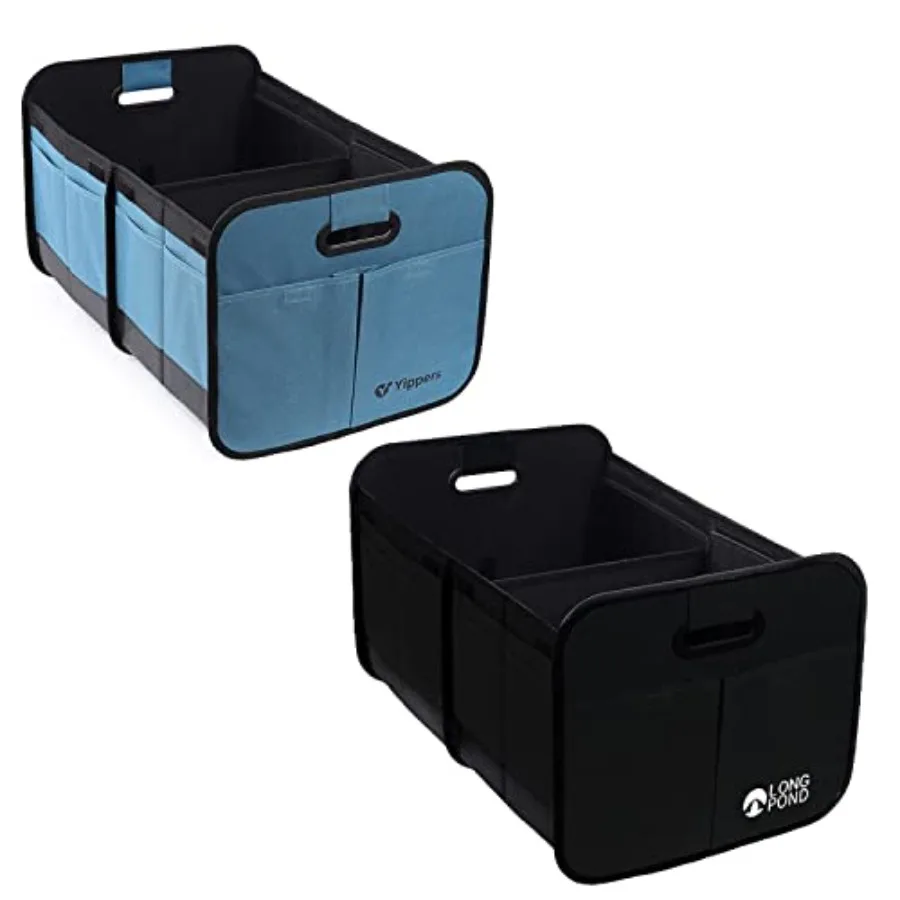 

2 упаковки органайзера для багажника автомобиля, синий + черный, складные контейнеры для хранения внедорожника с 9 карманами и усиленными ручками, нет