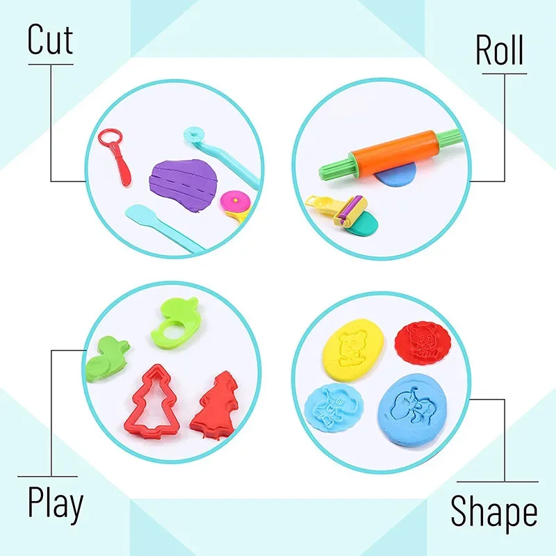 Kids DIY Play Dough Art Craft Toys 3D Plasticine Model Tools Accessories Clay Cutter Molds Creative Set For Boys Girls Children