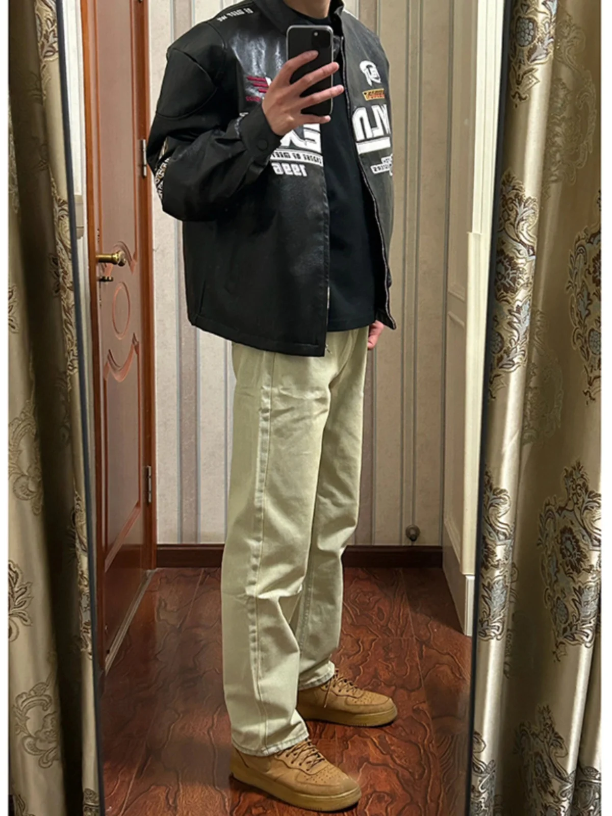 

Cleanfit Elastic Yellow Mud Color Men's Jeans Slim Fit Straight Leg High Street Sle Spring Autumn Faion Teenagers Long Pants