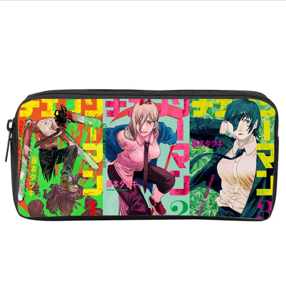 anime Chainsaw Man Student pencil case boys girls Cartoon pencil Bag teenager Zipper Handbag Women Cosmetic Case Makeup Bag