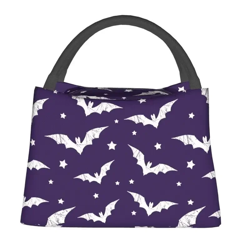 Distressed Bats Pattern Insulated Lunch Bags for Women Creepy Halloween Gift Resuable Cooler Thermal Bento Box Kids Office