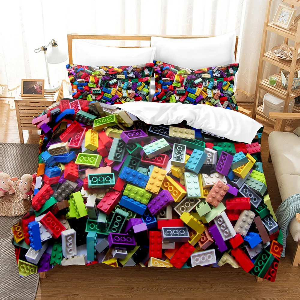 

3D Printed Building Blocks Toys Design Bedding Set Duvet Cover With Pillowcase Boys And Girls Bedroom Decoration Queen Size