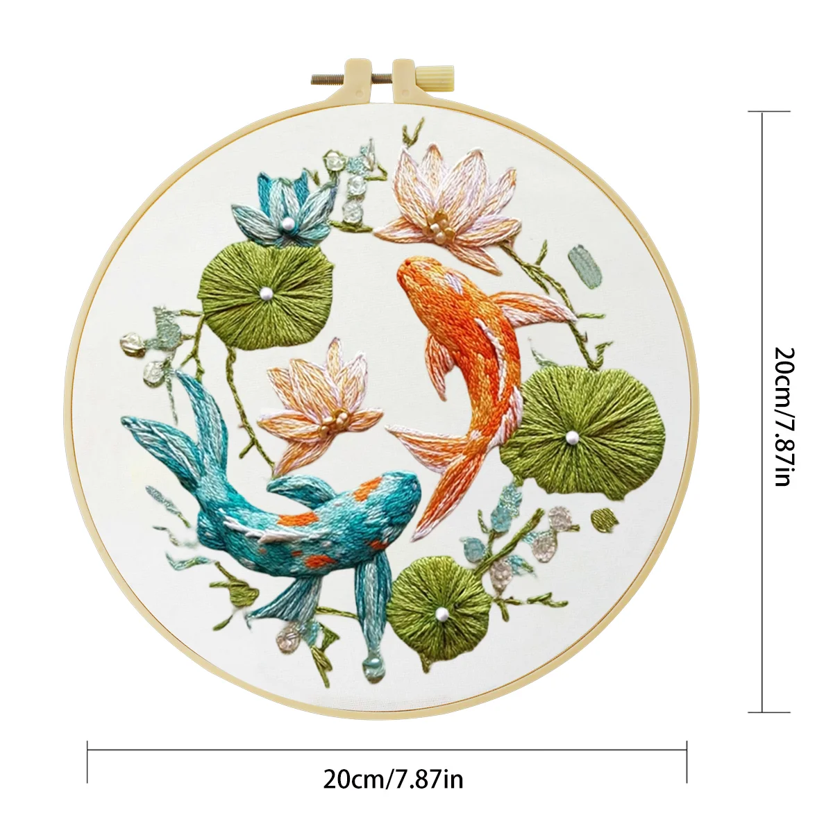 1 Stück 20X20CM/15X15CM 7,87/6,3 Zoll Fisch-Stickerei-Starter-Kit DIY-Kit DIY-Stickerei-Set Handarbeiten Nadelkunst Malerei – Detail 3