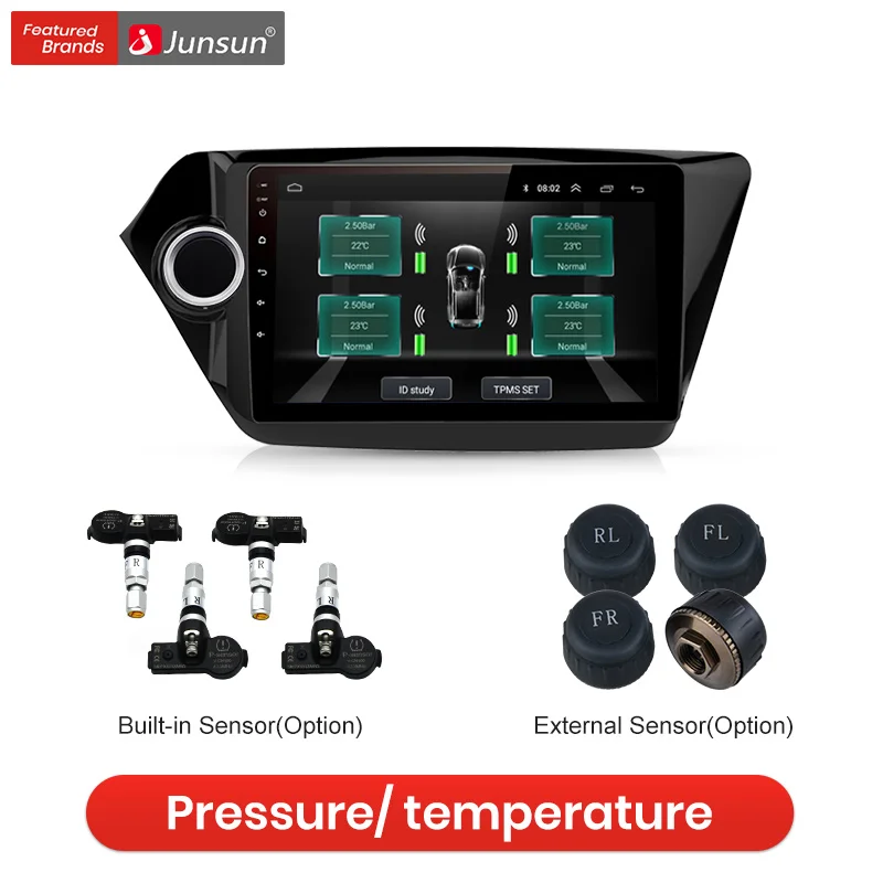 Junsun Digital TPMS Pressure Monitoring Alarm System USB Tire Pressure Monitoring in Car Navigation Accessories