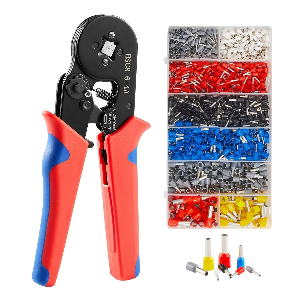 Crimping Tools Wire Pliers - 1250 PCS Wire Ferrules with Crimpers Pliers Kit for Electricians, Adjustable Ratchet Tools