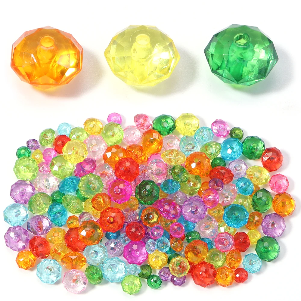 6/8/10mm Transparent Faceted Flat Acrylic Bead Loose Spacer Beads for Jewellery Making DIY Handmade Bracelet Accessory Wholesale