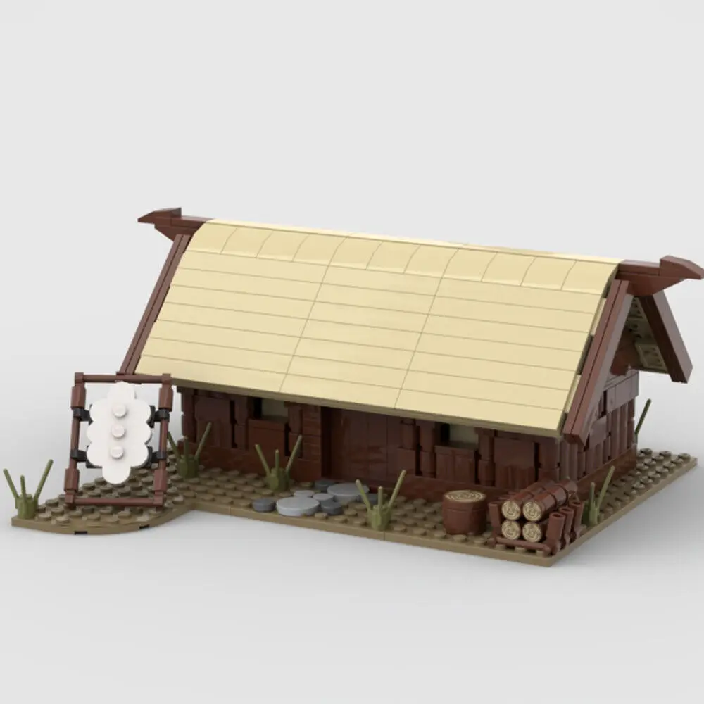 Village Series: Seafaring People Hut House with Interior 485 Pieces MOC Build