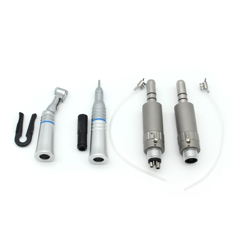 

1pcs Dental Low Speed Handpiece Kit Contra Angle Straight NoseCone Air Motor 2/4 Holes External Water Spray Push Button Tools