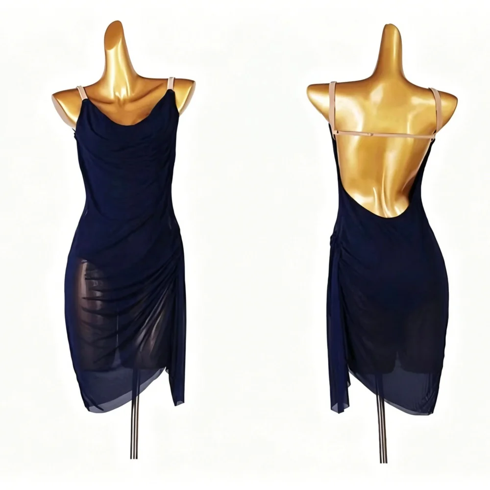 2026 New Light Luxury Mesh Latin Dance Strap Performance Dress Ladies' rumba and cha cha camisole dance costumes