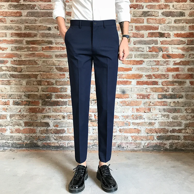 MRMT 2024 Brand New Men's Drape Nine-Point Trousers Thickened Casual Pants Pants Men's Business Stretch Slim-Fit Trousers