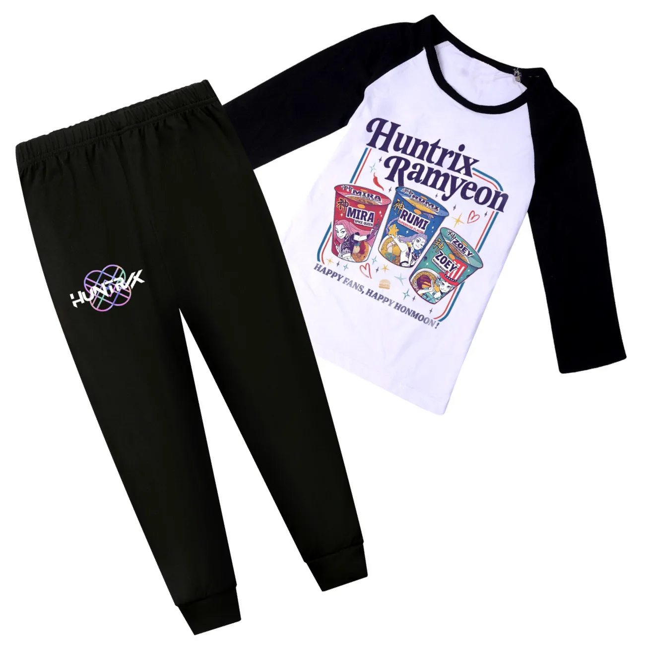 

KPop Demon Hunters Ramyeon Girls Boys Set Kids Sports Tshirt+Shorts Set Children Huntrix Clothing Casual Comfort outfits Pyjamas