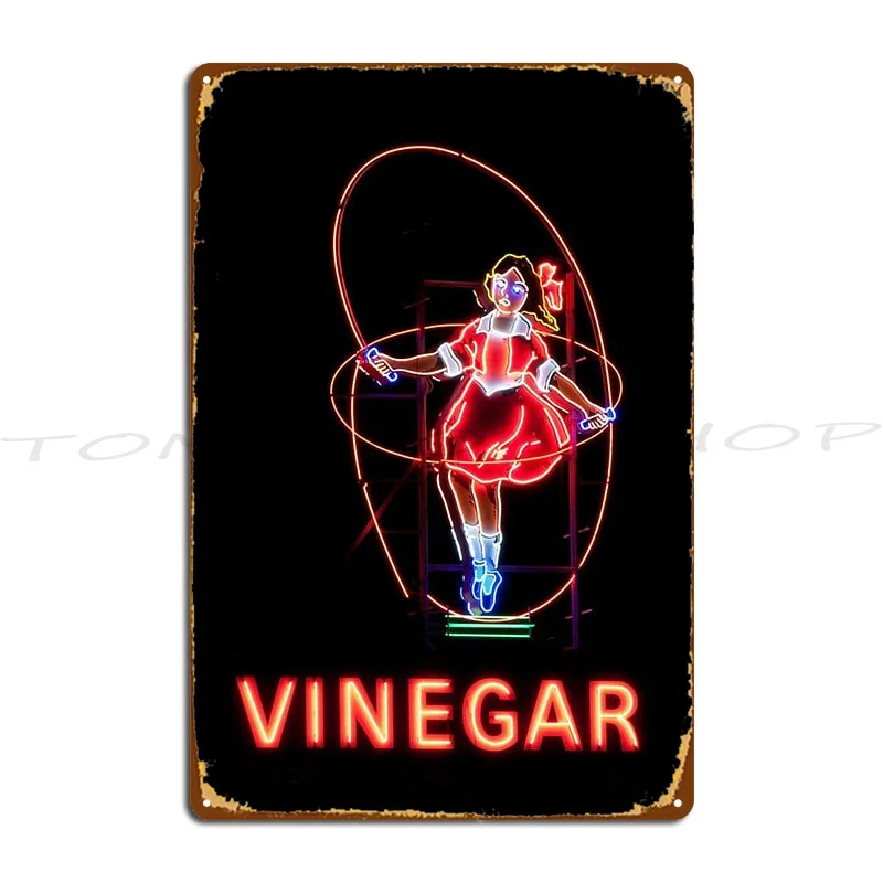 Neon Sign, Skipping Girl Vinegar Metal Sign Club Wall Decor Decoration Garage Create  Tin Sign Poster
