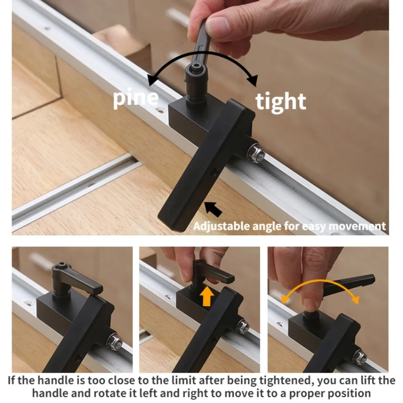 Aluminum T-Track Sliding Limiter Woodworking Router Table Slot Stopper Saw Table Fence Cutting Limiting Block