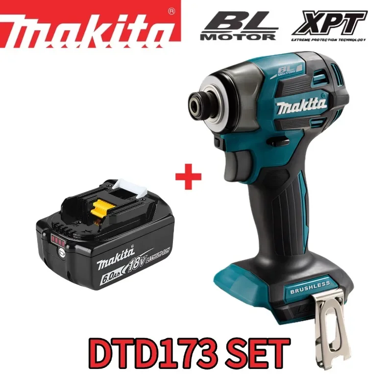 Makita DTD173 d'origine, visseuse à chocs sans fil 18V, couple de 180 Nm, 3800 tr/min, mandrin hexagonal de 1/4 pouce, 3 vitesses, professionnelle
