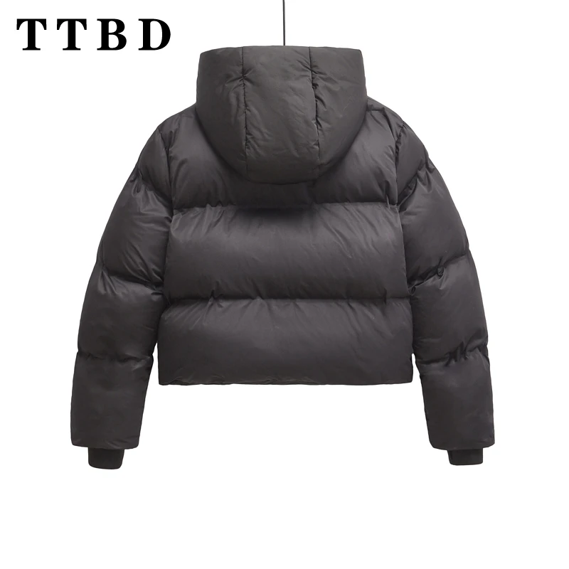 TTBD 2024 Winter Female Casual Long Sleeve Padded Jacket Outerwear Sophisticated Autumn Lady Hooded Collar Coat Keep warm Hoodie