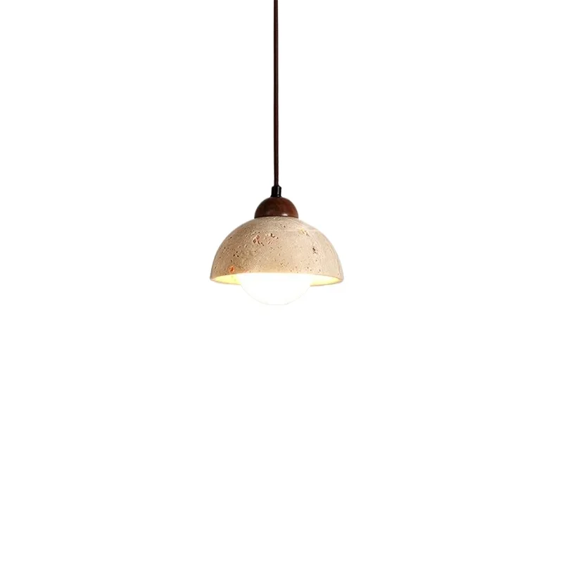 Yellow travertine Japanese style wabi-sabi wind bedroom bedside chandelier creative cream wind