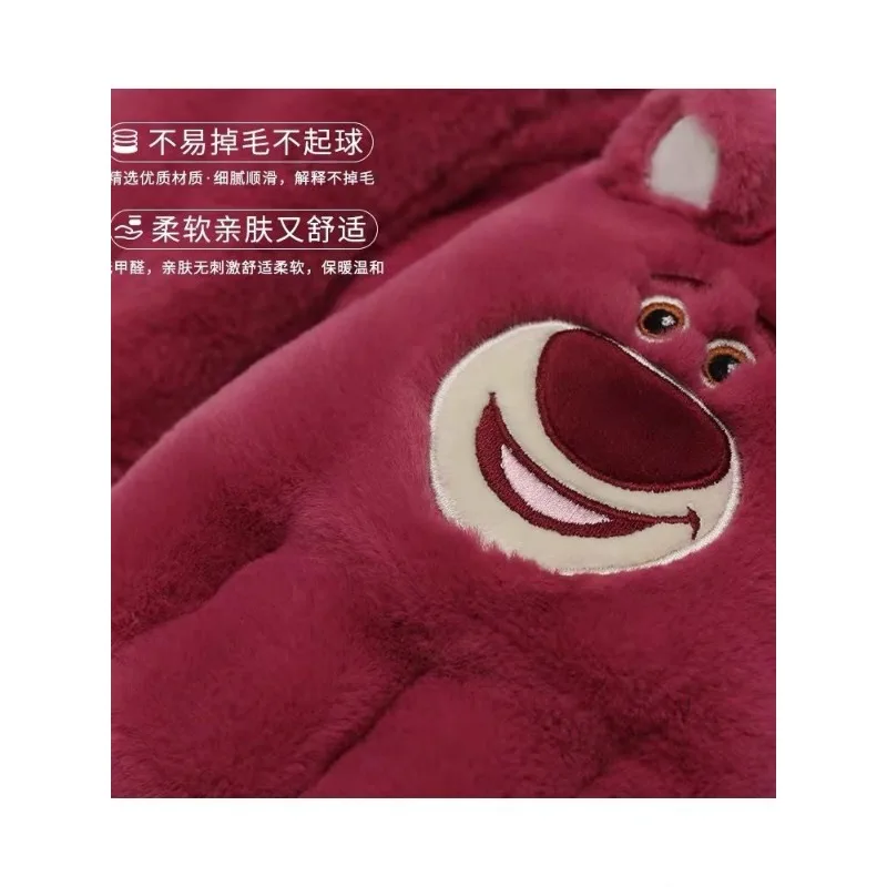 Disney Lotso all-inclusive mittens plush bear palms plus velvet thickened gloves portable lanyard outdoor warm and windproof