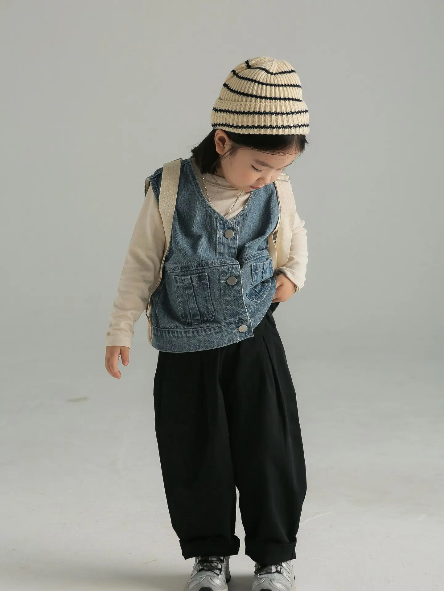 Pantalones japoneses para niños y niñas, ropa Simple de algodón, informal, holgada, de pierna ancha, otoño e invierno, novedad