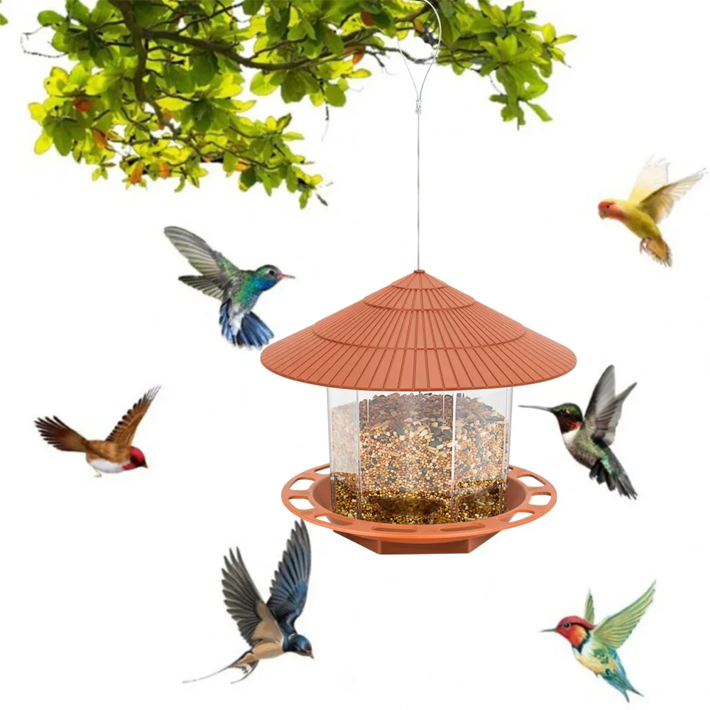 Must - Have for Bird Lovers: 1 - Piece Automatic Foot - Feeding Outdoor Bird Feeder with Hanging Nut Dispenser and Multiple Hole