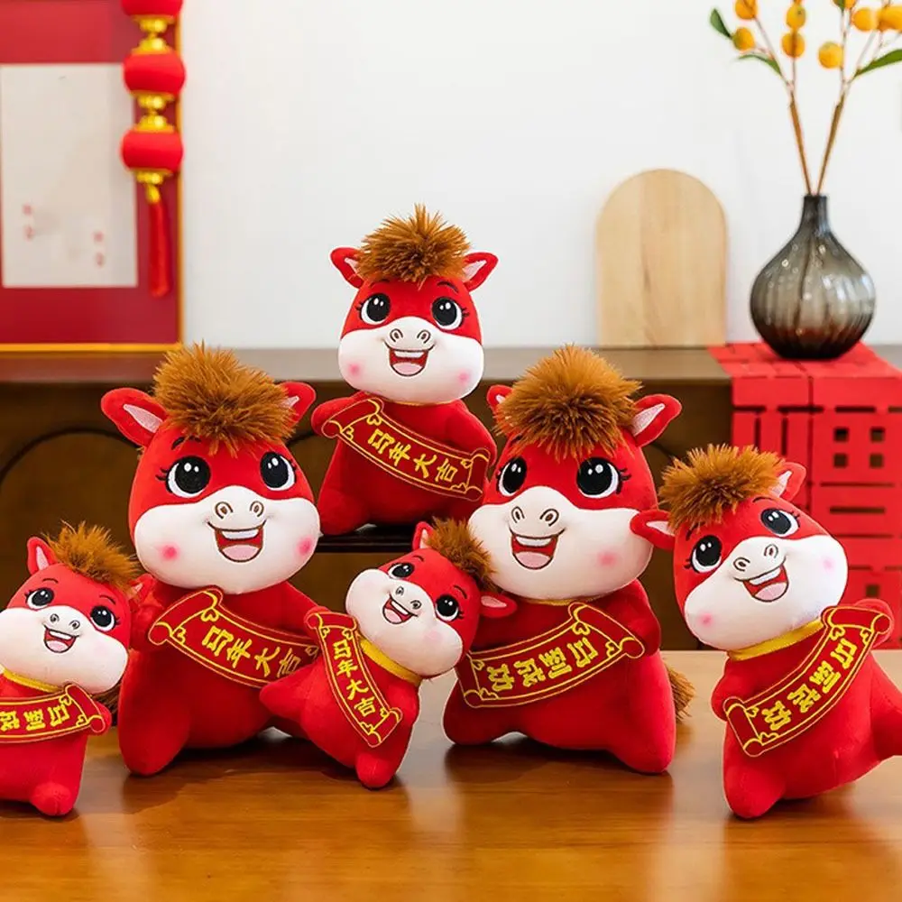 

Cute 2026 Horse Stuffed Animal Stuffed Year of Horse Zodiac Horse Doll Good Luck PP Cotton Filling Plush Horse Toys