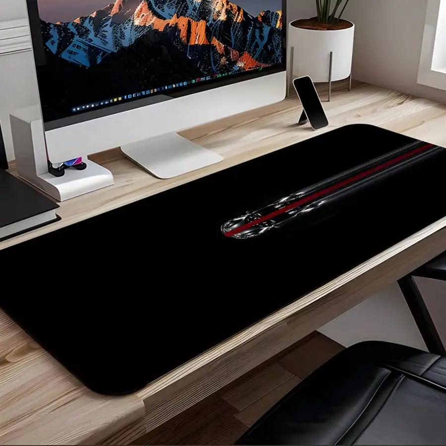 1pc Minimalist Flowing Light Supercar Gaming Extra Large Mouse Pad, Low-Key Cool Racing Style Large Desk Mat - Sleek Atmosphere Extended Extra Large Pure Black