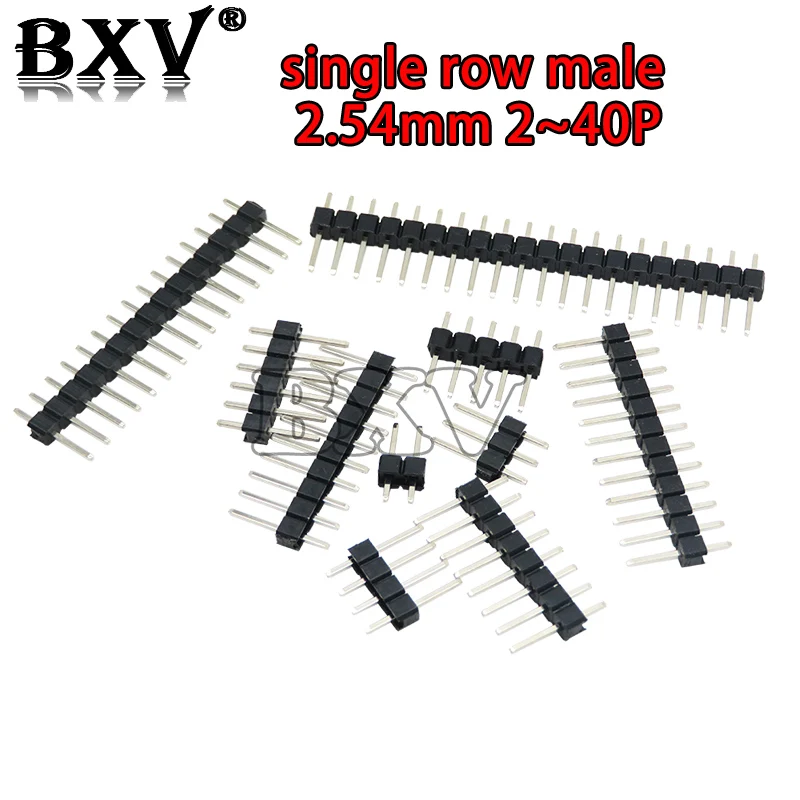 2.54mm Single Row Male New 2~40P Breakaway PCB Board Pin Header Connector Strip Pinheader 2/3/4/5/6/8/10/12/15/20/40Pin