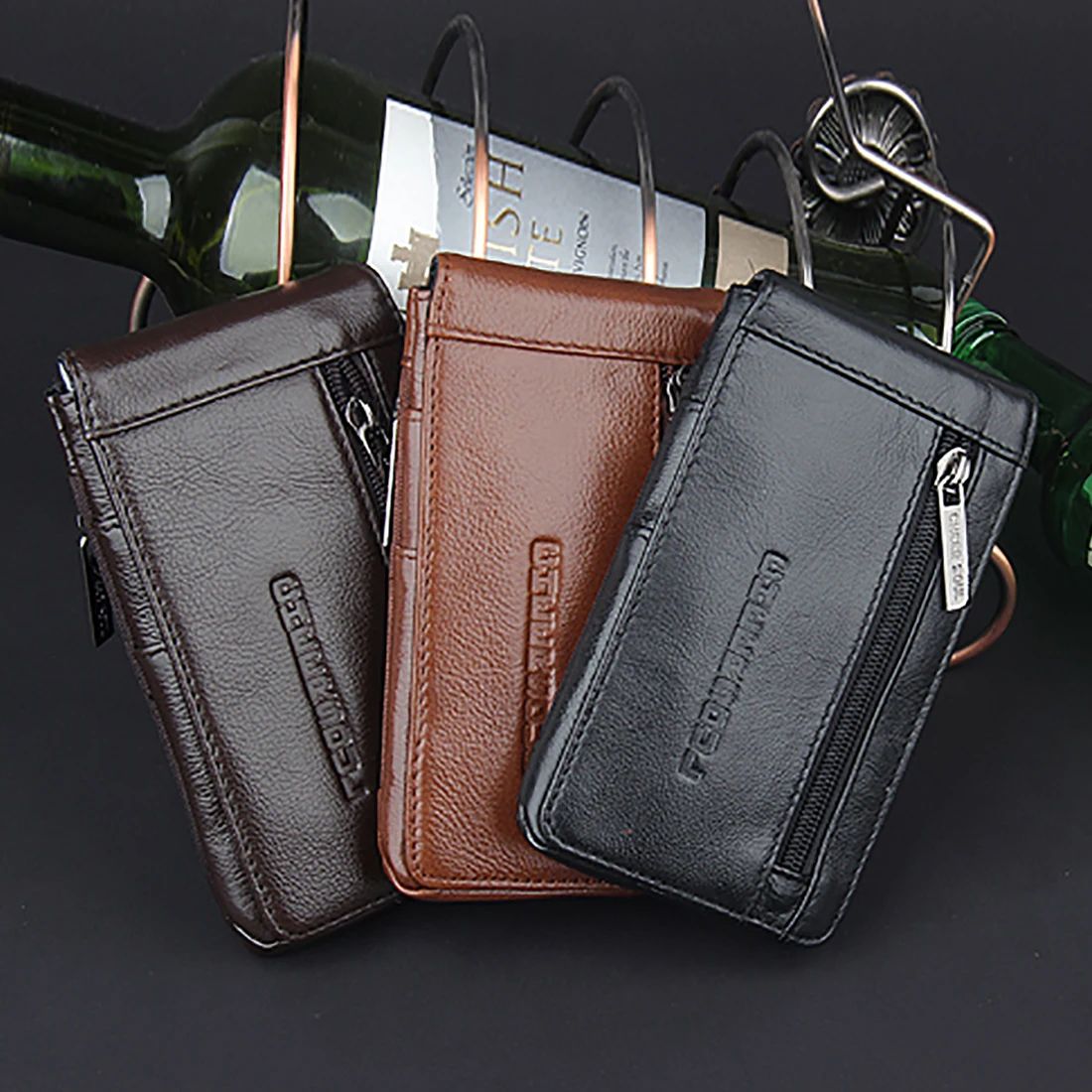 Genuine Leather Cowhide Men Hook Waist Pack Bag Belt Bum Purse Card Holder 5.2-5.5 Inch Mobile Cell Phone Case Pocket Fanny Bags