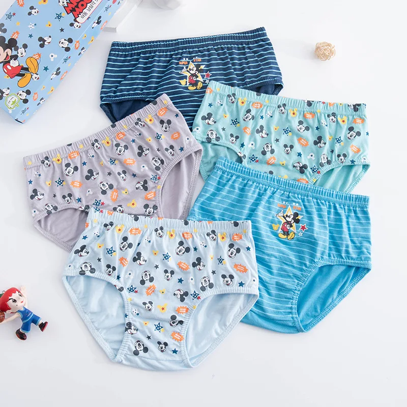 5Pcs/Lot Cartoon Mickey boys Pure cotton comfort Briefs Panties Kids Underwear for   2-8years kids