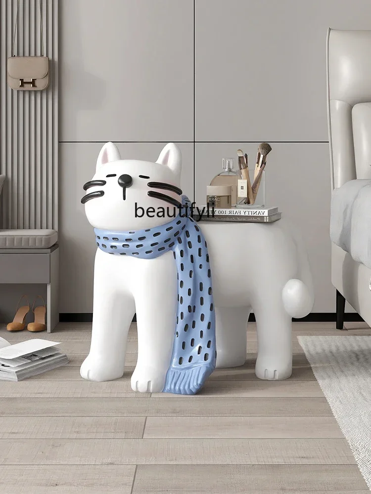 03  Cream wind big cat side few floor ornament  home accessories, porch decoration  TV cabinet