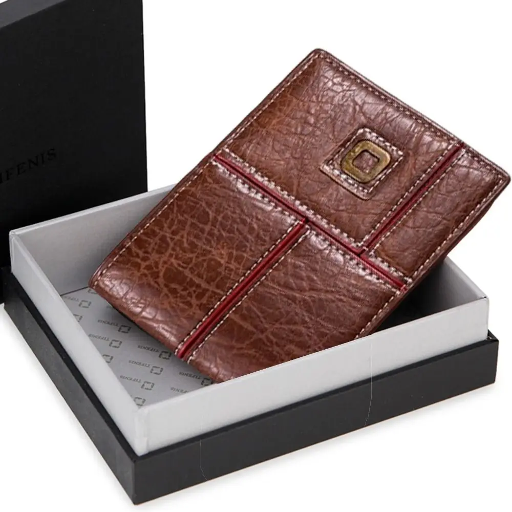 Cartera corta clásica a la moda para hombre, tarjetero de cuero Pu para negocios, carteras plegables informales de Color sólido para hombre, regalo