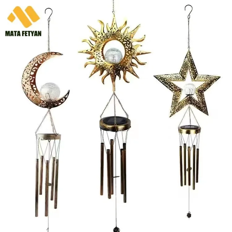 

Outdoor Solar Lights Waterproof Moon Sun Wind Chimes Led Lights For Holiday Party Home Decor Street Garden Decoration