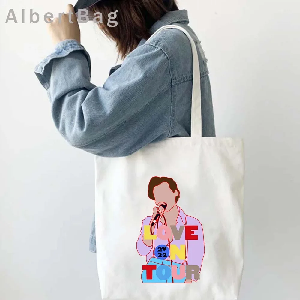 Fashion Love On Tour Floral Shopping Tote Canvas Bag Sunflower Shopper Harry Cotton Cute Fans Gift Shoulder Bags Cartoon Handbag