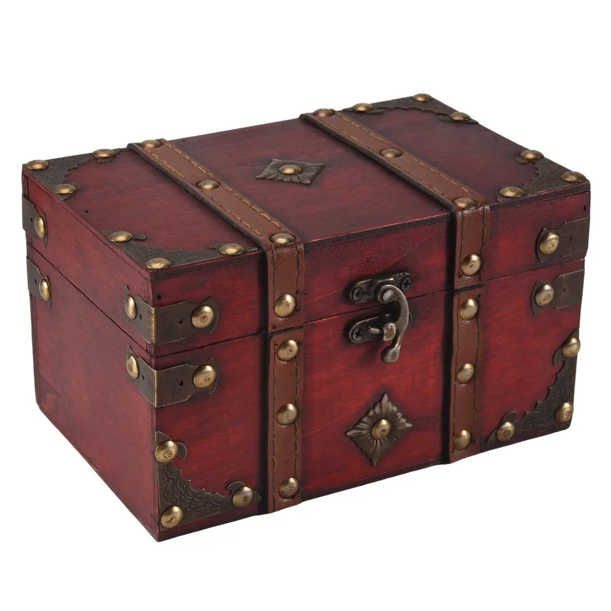 ABQR Retro Treasure Chest Vintage Wooden Storage Box Antique Style Jewelry Organizer for Jewelry Box Trinket Box Small