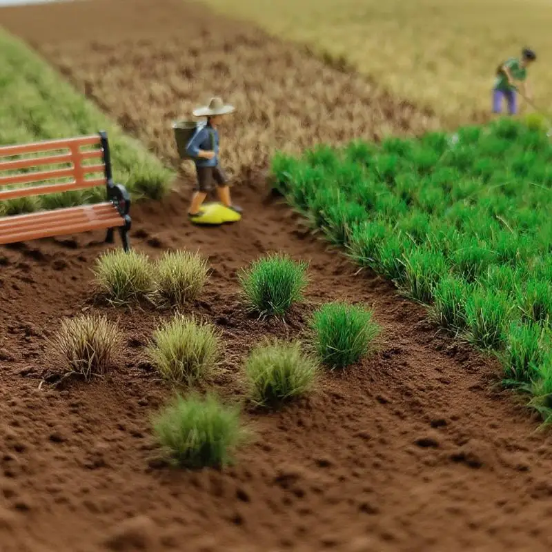 [L] 91Pcs Mini Farmland Static Railroad Terrain Miniature Scenery Tufts Model Bushy Static Grass Microlandscape Model