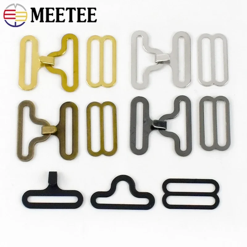 Metal Bra Strap Buckles, Webbing Ajustar Conector Gancho, Bow Tie Belt Clip Fecho, Acessório de hardware de costura, 18mm, 10 conjuntos, 20 conjuntos, 30 conjuntos, 40 conjuntos, 50 conjuntos