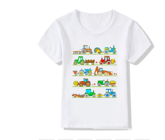 

Funny Construction Machines Print Baby Boys Clothes Tractor Kids Tshirt Natural Work Zone Summer Children Tshirt Tops