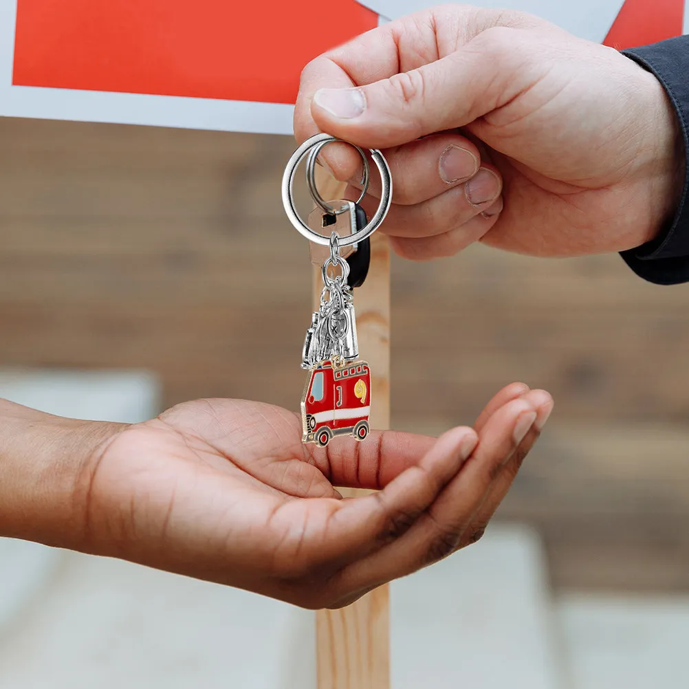 2Pcs Delicate Firefighter Keychain Stylish Vintage Pendant for Keyring Bag Hanging Decor Schoolbag Purse Luggage Key Chain Decor
