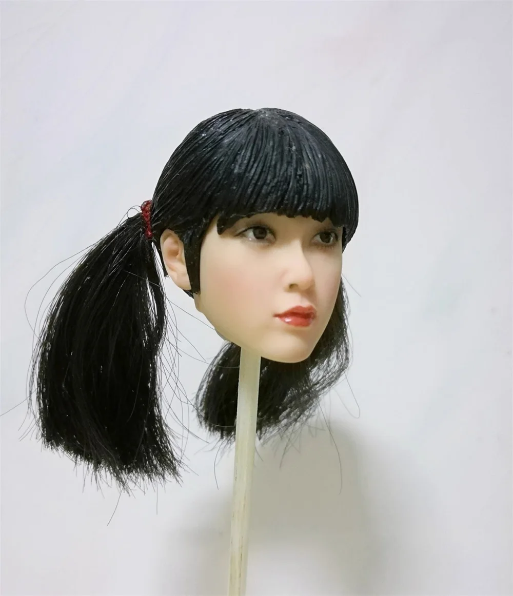 For Sale 1/6th Asia Beauty Girl Schoolgirl Vivid Head Sculpt Carving with Hair Toys Model For 12